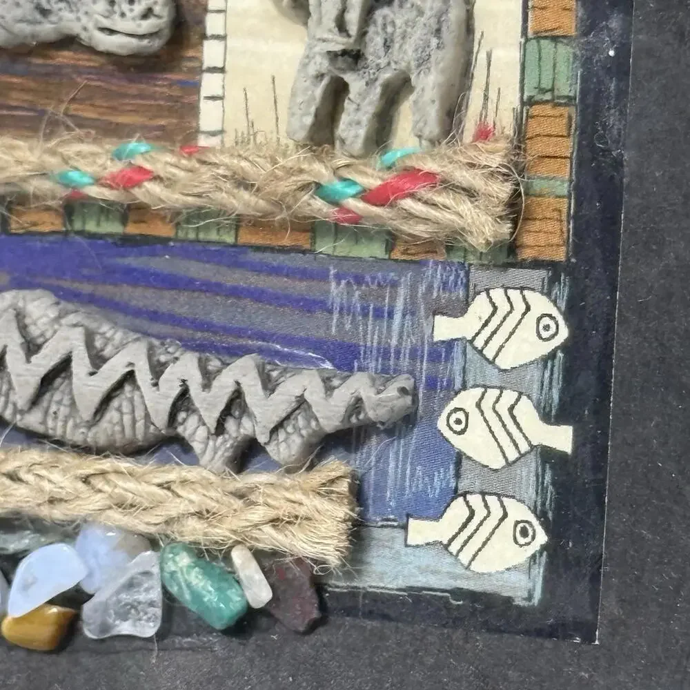 Handmade South African Mixed Media Safari Wildlife Framed Tribal Wall Art 12x12